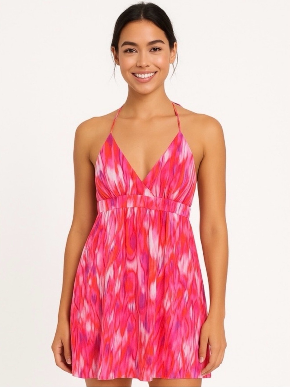 Athleta Georgia Racerback Deep V-Neck Watercolor Sundress Size M